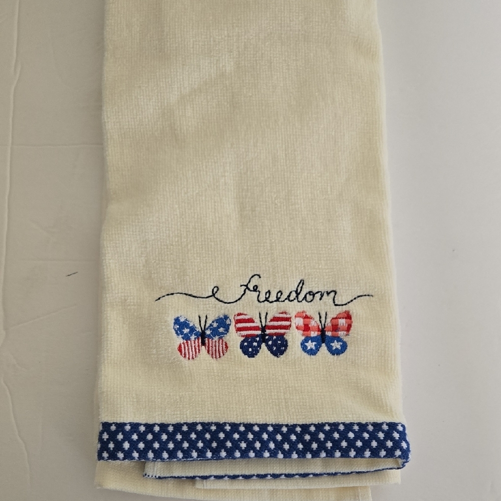Butterfly Embroidered Freedom Kitchen Towel
